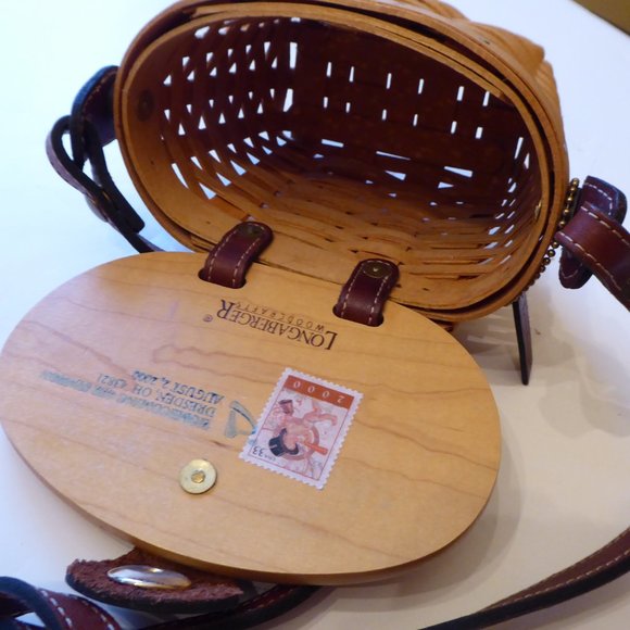 Longaberger Homecoming Bee Station 2000 Kiddie Basket Purse Leather Strap Stamp - Picture 8 of 16